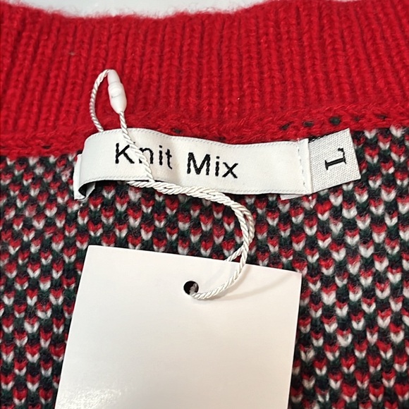 PATCHWORK knit MIX VEST RED GREEN WHITE Christmas holiday sweater PULLOVER NEW L - Picture 3 of 12